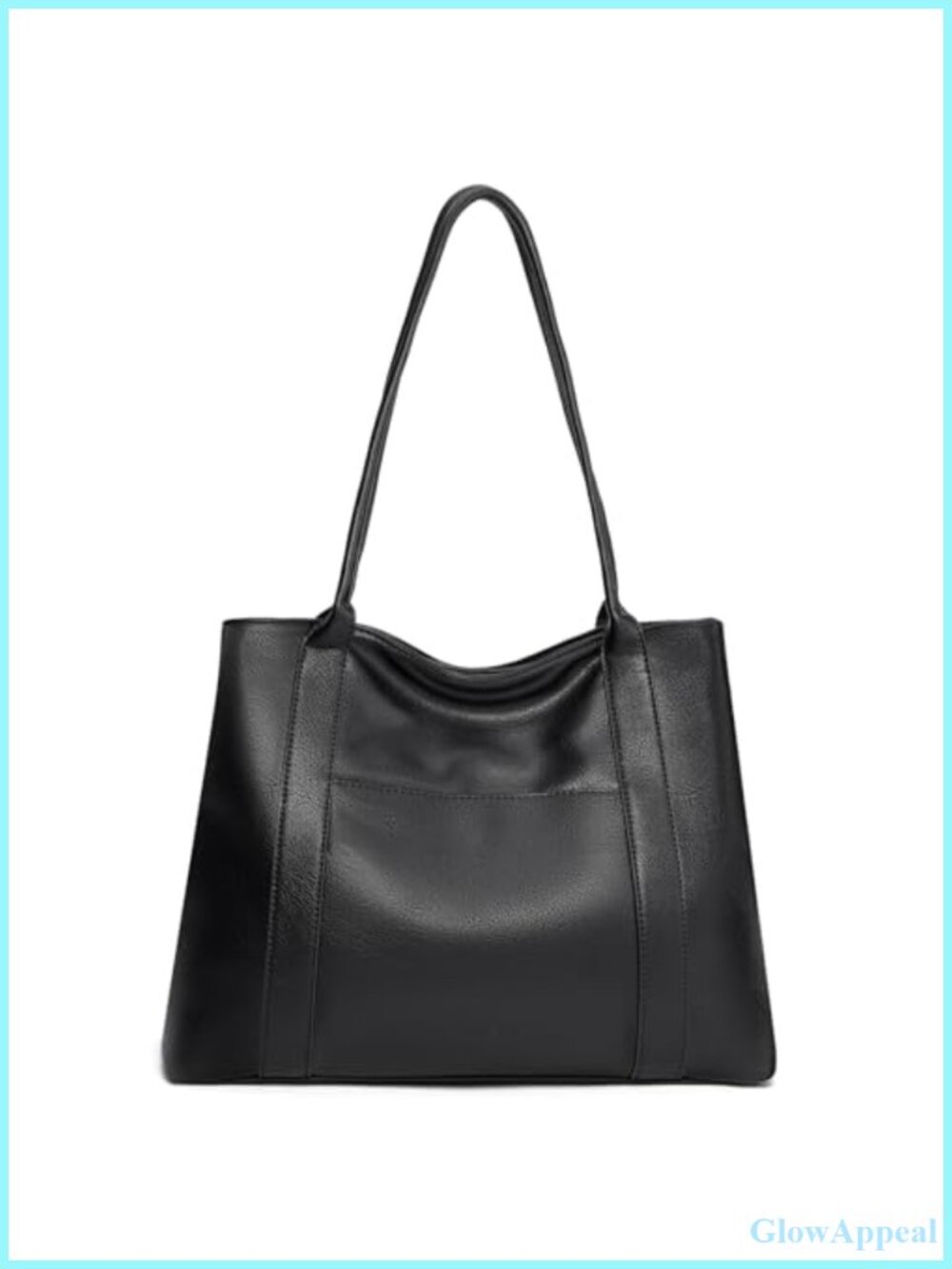 Large Vegan Leather Tote Bag with Zipper Multi-Pocket Shoulder Handbag